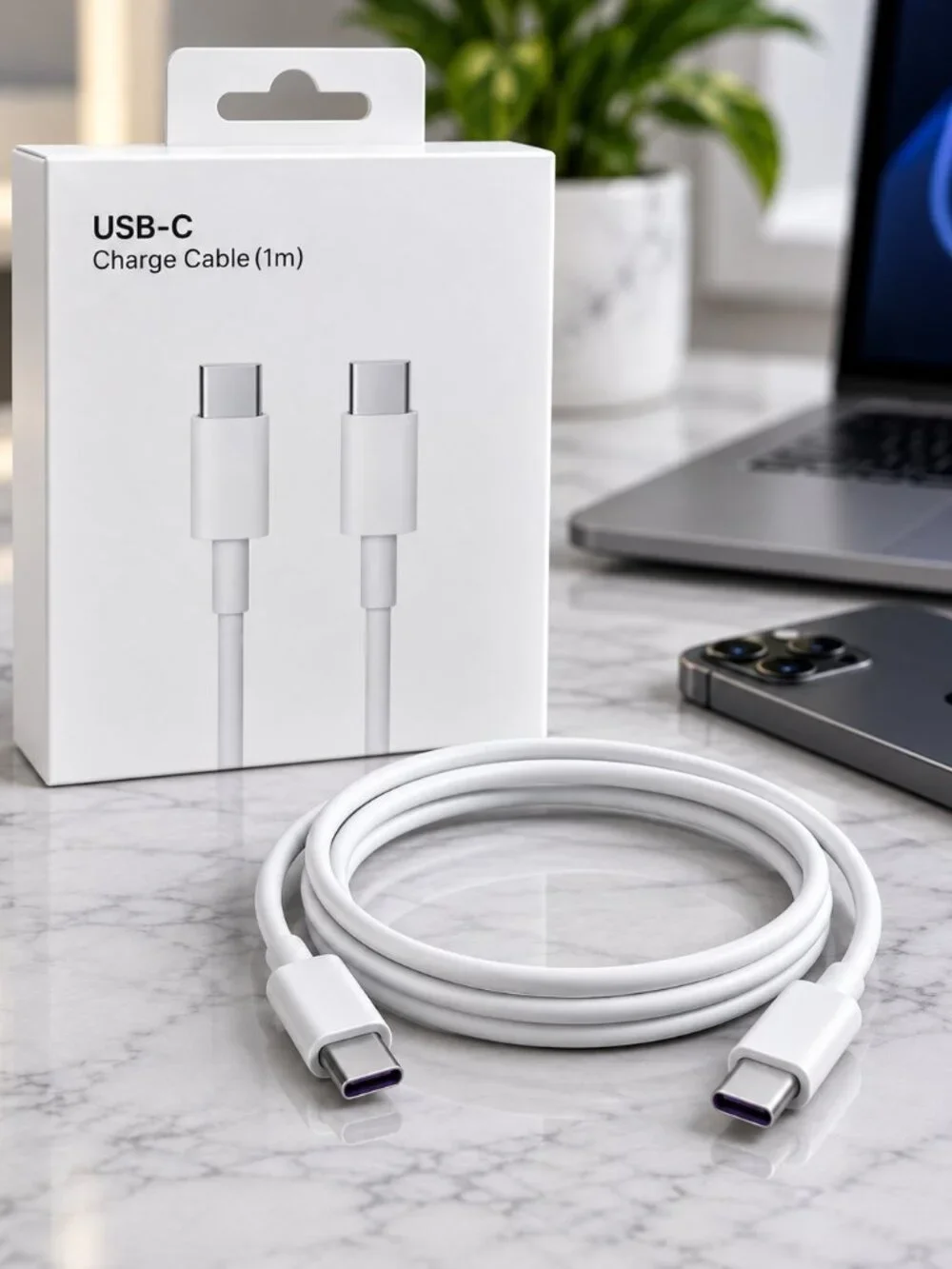 60W USB-C to USB-C Fast Charging Cable – 3 ft